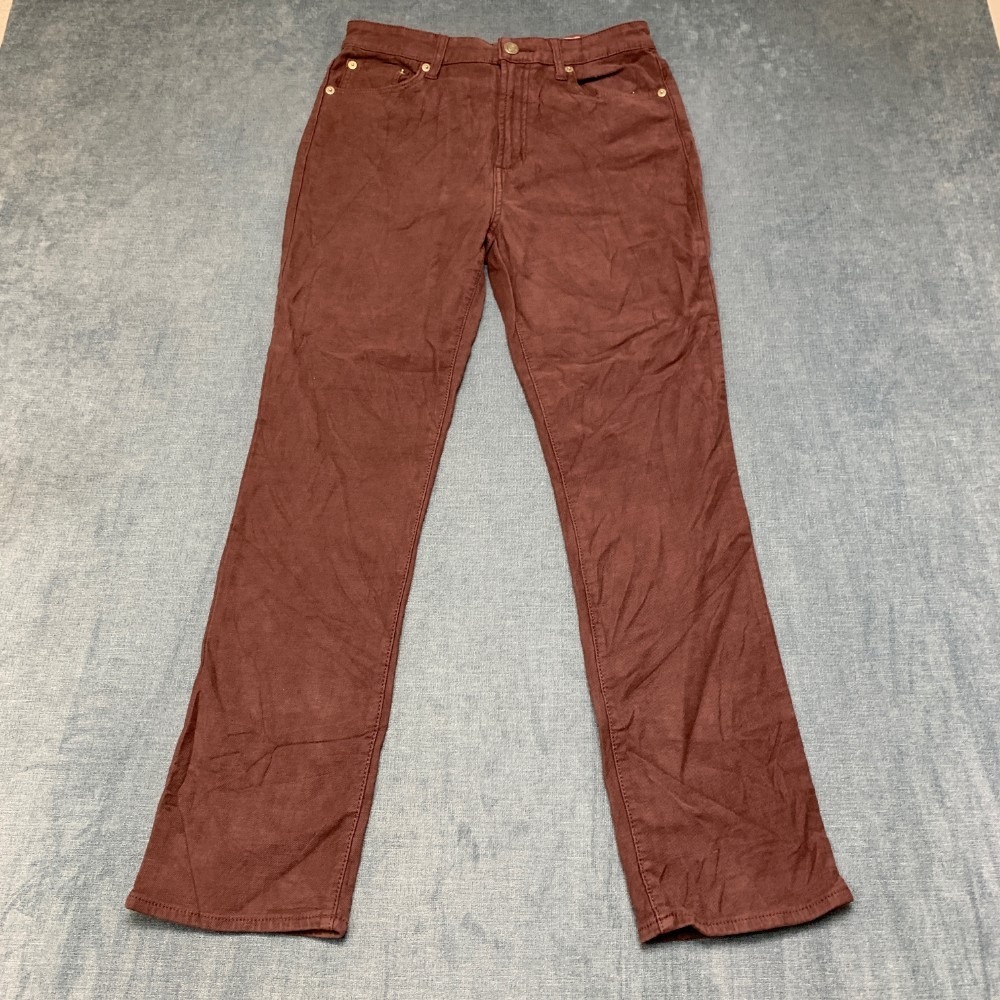 32 Degrees Sweatpant Jeans Womens 6 Burgundy Cotton Stretch 5 Pockets Wide Leg